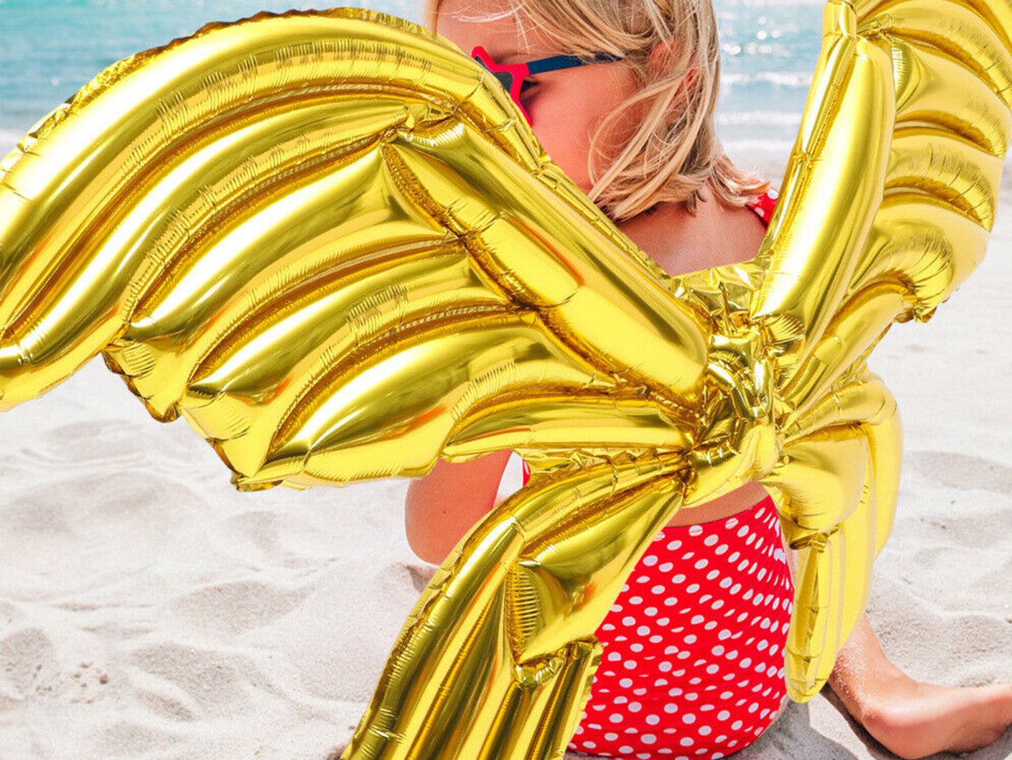 2pcs Gold Angel Wings Balloons, Butterfly Fairy Wings Balloons