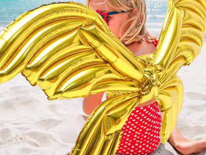 2pcs Gold Angel Wings Balloons, Butterfly Fairy Wings Balloons