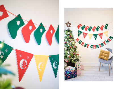 Felt Christmas Banner, Coloful Christmas Bunting