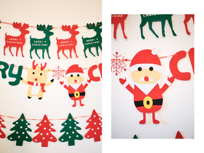 Felt Christmas Banner, Christmas Deer Bunting