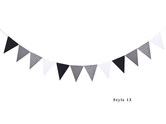 Black Grey White Party Banner, Colorful Party Bunting