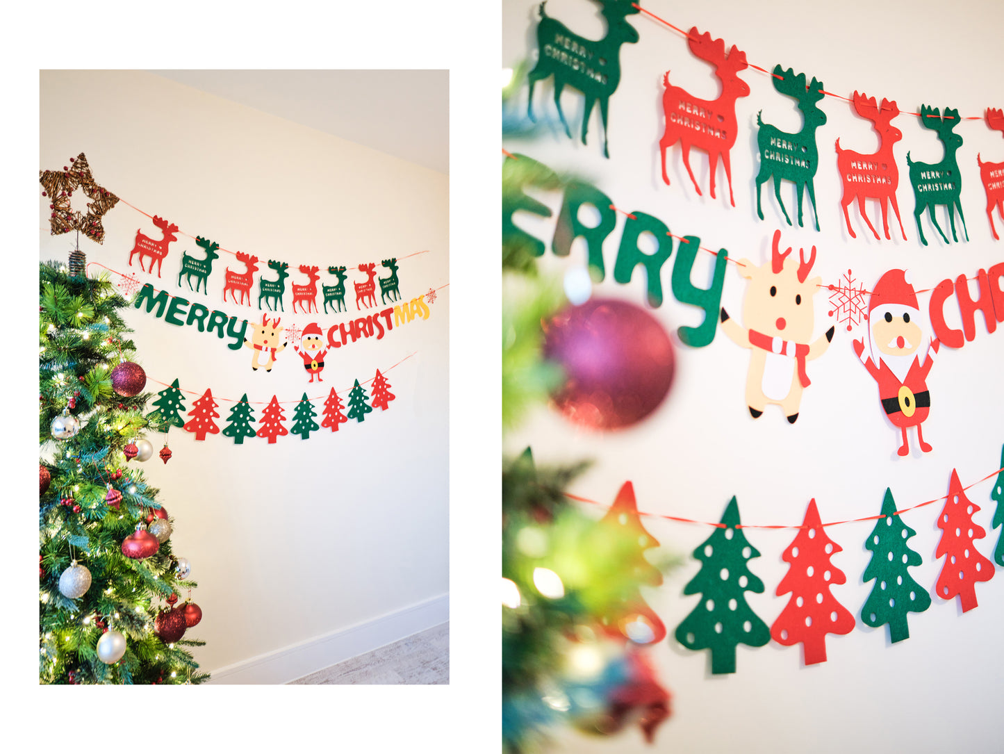 Felt Christmas Banner, Christmas Deer Bunting