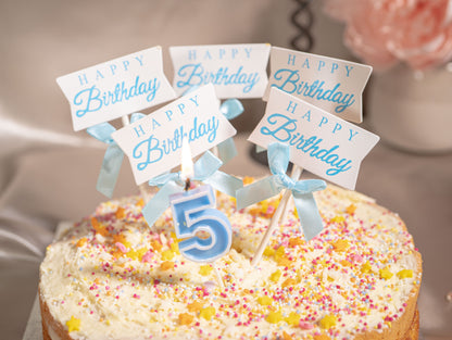 5pcs Bow Tie Cake Toppers, Pink Blue Birthday Cake Toppers