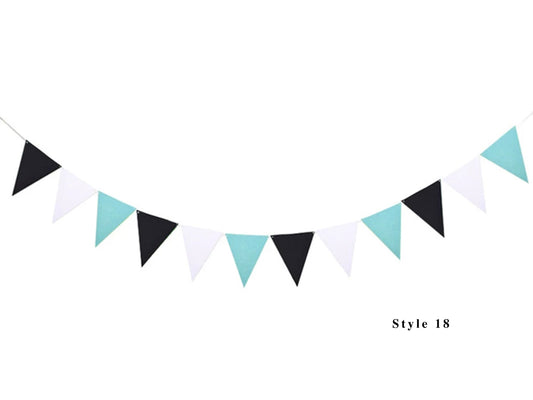 Black White Blue Party Banner, Colorful Party Bunting