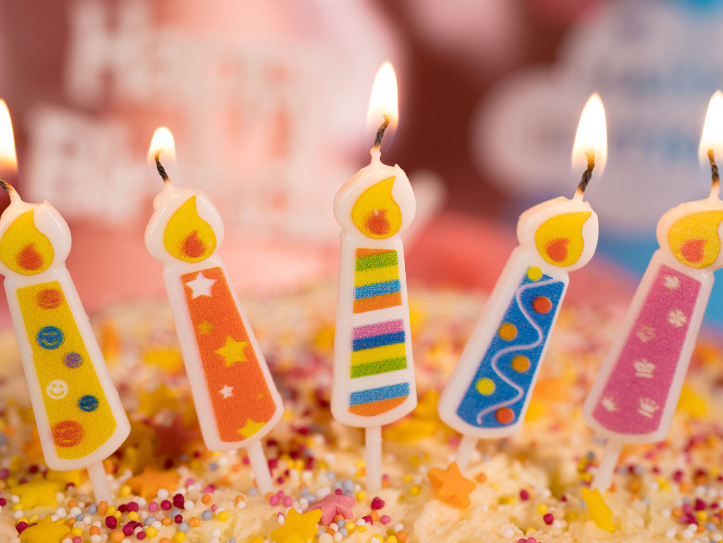 5pcs Colorful Painted Candle, Colorful Birthday Cake Candle