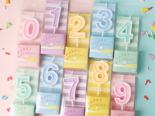 Macaron Colorful Birthday Cake Candles, Numeral Candles