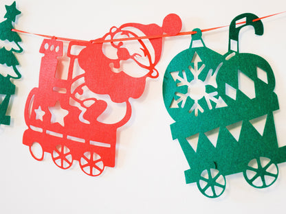 Christmas Train Bunting, Xmas Tree Santa Deer Banner