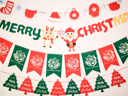 Christmas Bell Bunting, Christmas Tree Bunting, Xmas Sock Hat Banner