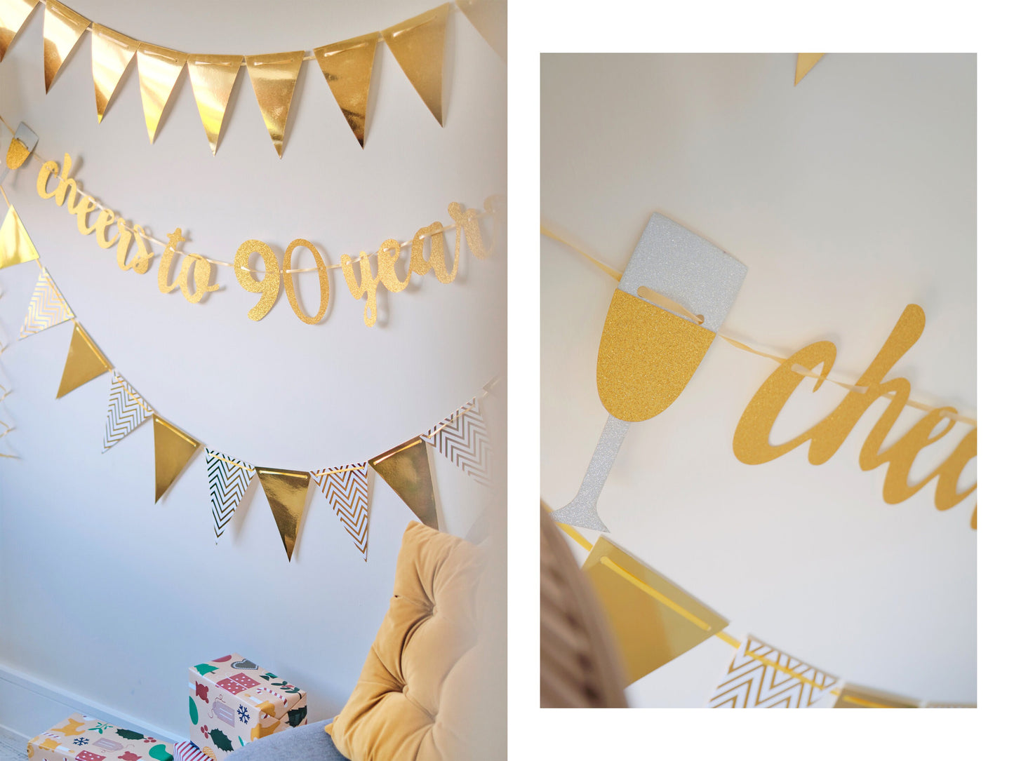 Birthday Age Bunting Banner, Cheers Birthday Party Decor