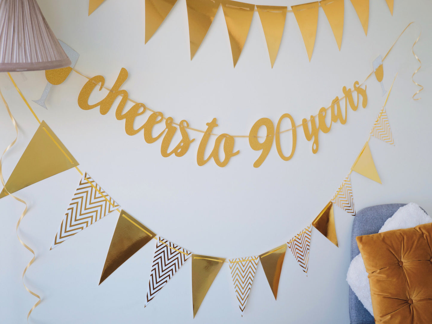 Birthday Age Bunting Banner, Cheers Birthday Party Decor