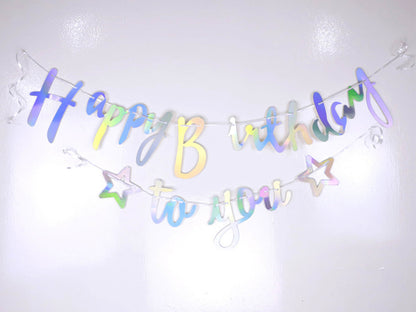 Birthday Bunting Banner, Birthday Party Decor, Shiny Star