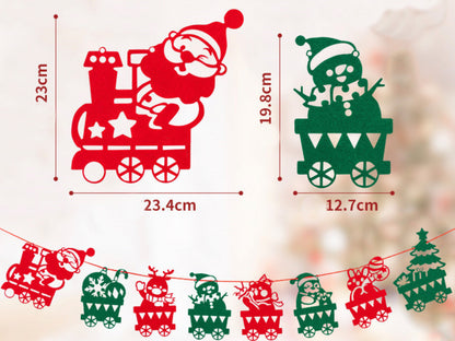 Christmas Train Bunting, Xmas Tree Santa Deer Banner