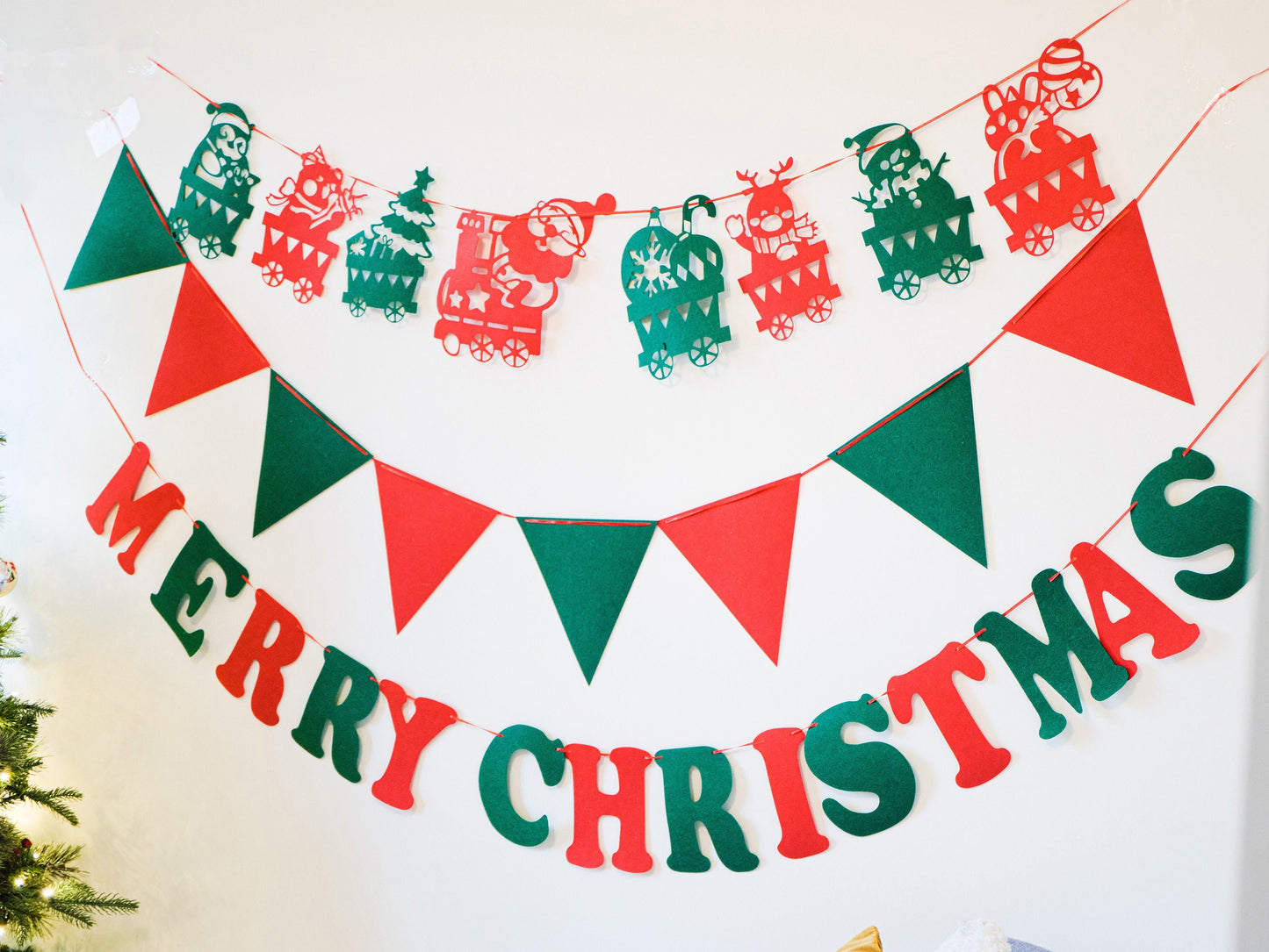 Christmas Train Bunting, Xmas Tree Santa Deer Banner