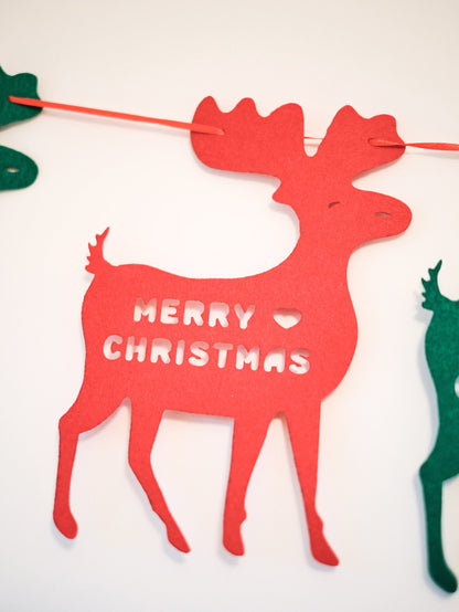 Christmas Deer Bunting, Christmas Tree Bunting, Xmas Santa Banner