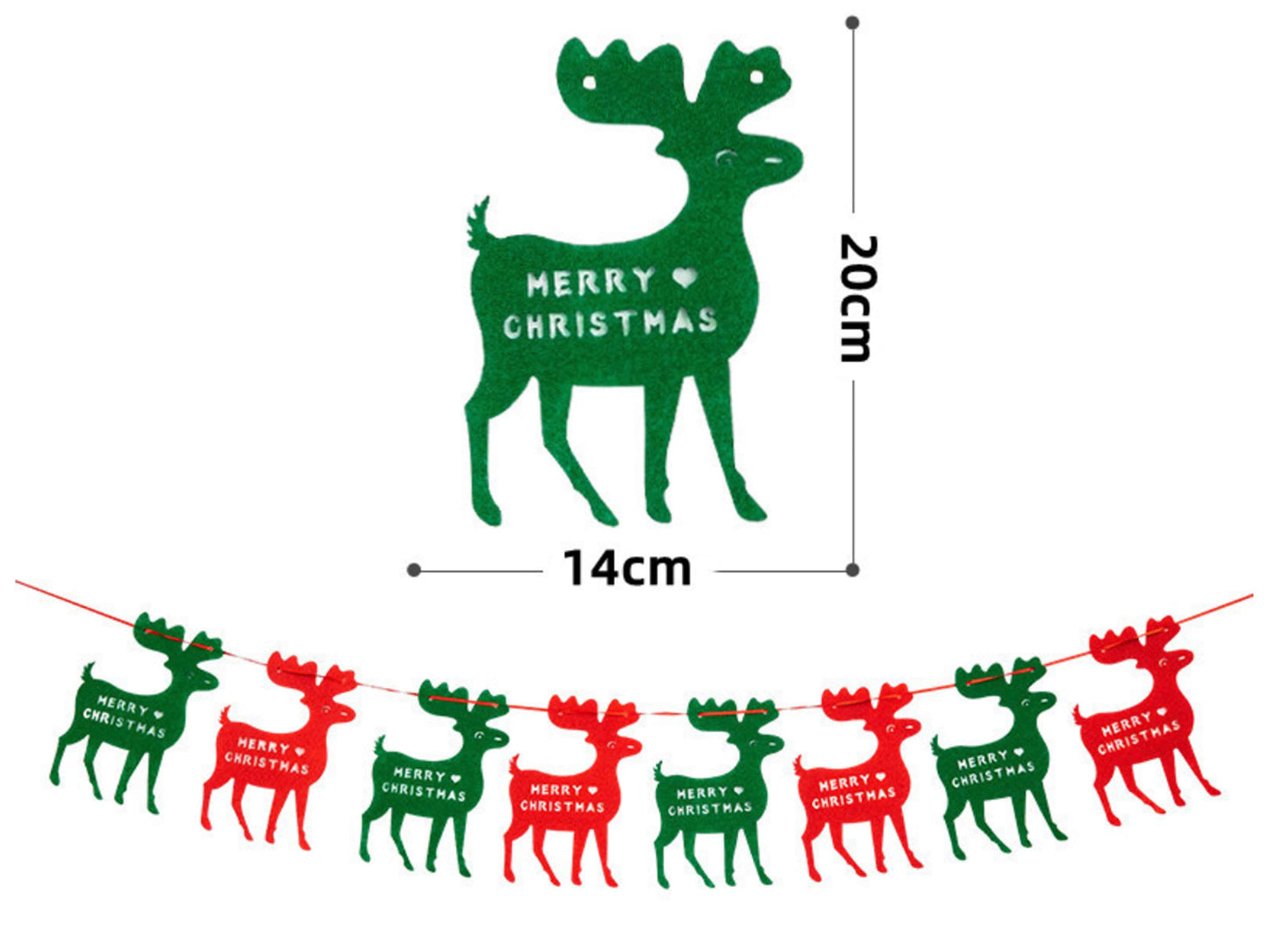 Christmas Deer Bunting, Christmas Tree Bunting, Xmas Santa Banner