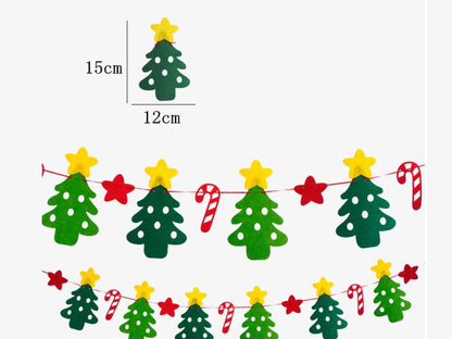 Christmas Tree Burgee Bunting, Christmas Deer Santa Banner