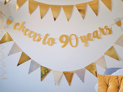 Birthday Age Bunting Banner, Cheers Birthday Party Decor