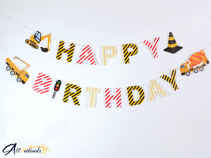 Colorful Cartoon Birthday Bunting Banner, Birthday Party Decorations