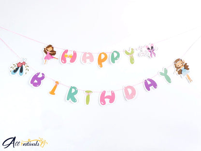 Colorful Cartoon Birthday Bunting Banner, Birthday Party Decorations