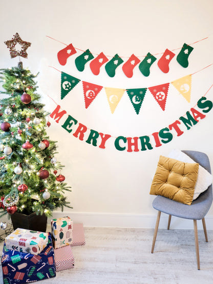 Felt Christmas Banner, Christmas Sock Bunting