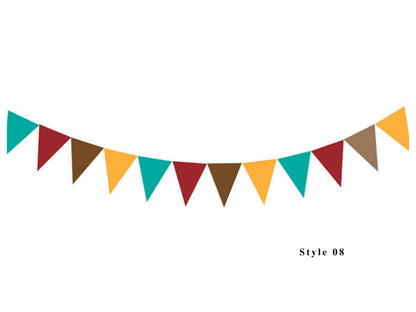 Brown Yellow Orange Blue Party Banner, Colorful Party Bunting